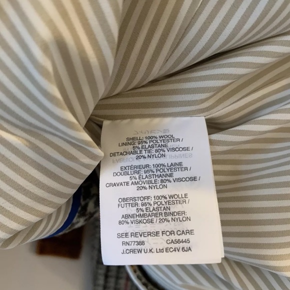 *rare* J. CREW Regent Wool Blazer Natural Plaid, Velvet Ribbon & Cobalt Pop — 6 - Picture 14 of 16